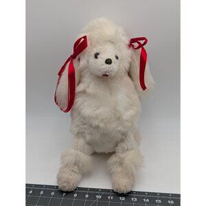 White Poodle Dog Plush Carnival Style 16 Inch Stuffed Animal Toy